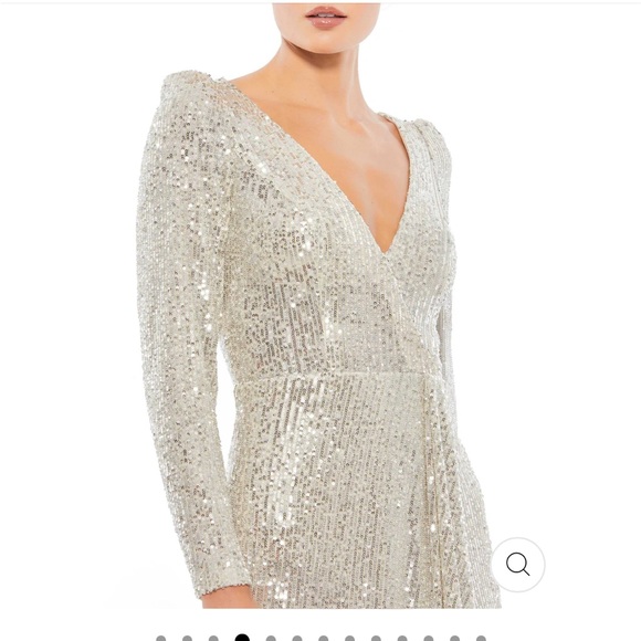 MAC DUGGAL SEQUINED FAUX WRAP DRESS IN SILVER. SZ 10 nwt - Picture 4 of 6